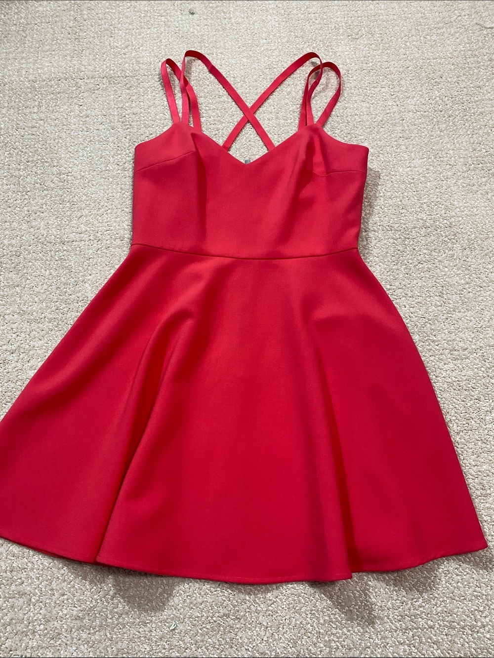 French Connection Hot Pink Double-Strap Fit-and-Flare Mini Dress Size 6 - Picture 13 of 15